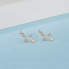 Elegant 925 Silver Deer Horn Shaped Ladies Stud Earrings, Delicate and Exquisite.