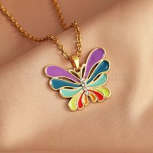 Elegant Lady Simple Style Butterfly Alloy Enamel Women's Pendant Necklace