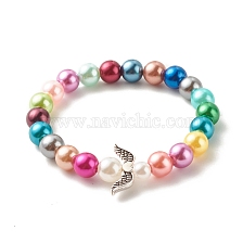 Acrylic Beaded Stretch Kids Bracelets, with ABS Plastic & Alloy Wings Beads Bracelets