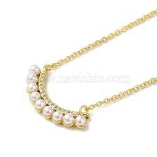 Brass Micro Pave Clear Cubic Zirconia Pendant Necklaces, with Plastic Beads, Cable Chain Necklaces