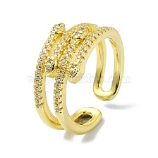 Brass with Cubic Zirconia Open Cuff Ring, Snake