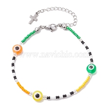 Resin Evil Eye & Glass Seed Beaded Bracelets