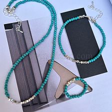 Natural High Porcelain Turquoise Jewelry Set with Silver Accents