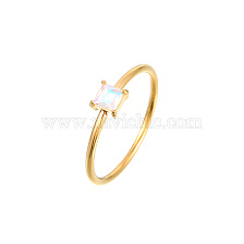 Stainless Steel 18k Gold Plated Heart Zircon Ring