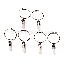 Natural Rose Quartz Dangle Earrings, with Brass Findings, Cadmium Free & Lead Free, Bullet