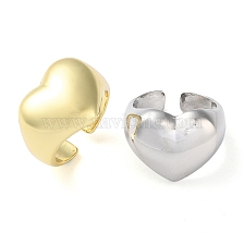 Eco-Friendly Brass Heart Open Cuff Rings for Women, Long-Lasting Plated, Lead Free & Cadmium Free