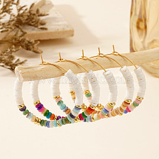 Bohemian Style Multicolor Shell Earrings Hoop Chic Fashion Trendy White Shell