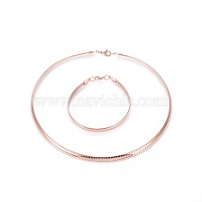 304 Stainless Steel Choker Necklaces and Bangles Jewelry Sets, with Lobster Claw Clasps