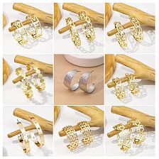 1 Pair Cute Star Heart Shape Plating Iron Hoop Earrings