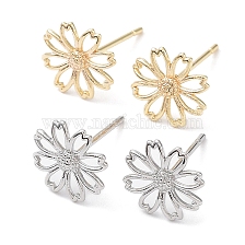 Brass Stud Earrings, Flower