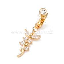 Leaf Cubic Zirconia Charm Belly Ring, Clip On Navel Ring, Non Piercing Jewelry for Women