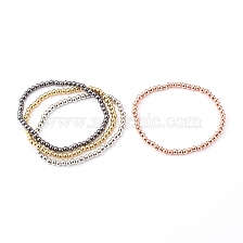 Brass Stretch Beaded Bracelets, Stackable Bracelets, Round