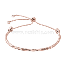 Vacuum Plating Adjustable Brass Slider Bracelet/Bolo Bracelet, Long-Lasting Plated, with Snake Chains and Brass Rhinestone Charms