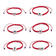 Resin Evil Eye & Alloy Braided Bead Bracelet, Adjustable Bracelet for Women