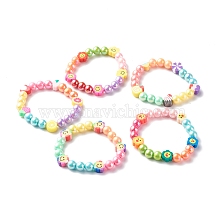 Opaque Acrylic Beads Stretch Bracelet Sets for Kids, with Polymer Clay Beads, Mixed Shape