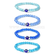 Cat Eye & Evil Eye Lampwork Beaded Stretch Bracelet