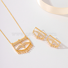 Golden Three-Piece Jewelry Set with Zirconia for Elegant Occasions