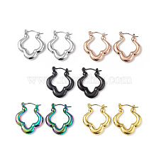 304 Stainless Steel Flower Hoop Earrings for Women