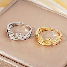 Elegant Love Letter Zircon Couple Rings, Perfect Valentine's Day Gift.