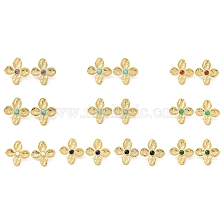 Natural & Synthetic Mixed Gemstone Flower Stud Earrings, Real 18K Gold Plated 304 Stainless Steel Earrings