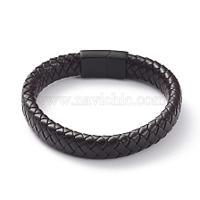 Unisex Braided Leather Cord Bracelets, with 304 Stainless Steel Magnetic Clasps