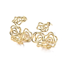 Brass Wire Wrapped Flower Stud Earrings for Women