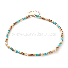 Natural Picture Jasper & Turquoise Beaded Necklaces, with Electroplated Non-magnetic Synthetic Hematite Beads, Natural Pearl Beads and 304 Stainless Steel Lobster Claw Clasps