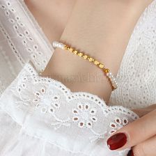 Wholesale Elegant Baroque Style Simple Style Geometric Freshwater Pearl Copper 18K Gold Plated Bracelets