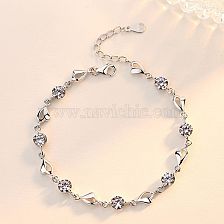 Sweet Heart Shape Sterling Silver Plating Inlay Zircon Bracelets