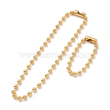 Vacuum Plating 304 Stainless Steel Ball Chain Necklace & Bracelet Set, Jewelry Set with Ball Chain Connecter Clasp for Women