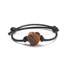 Natural Stone Heart Braided Cord Bracelet, Adjustable Friendship Bracelet for Women