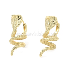 Rack Plating Brass Hoop Earrings, Lead Free & Cadmium Free, Long-Lasting Plated, Snake