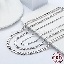 925 Sterling Silver Cuban Link Chain Necklace, Diamond Cut Wide Chains Necklace, with S925 Stamp