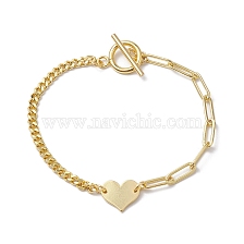 Brass Heart Link Bracelets, Curb Chains & Paperclip Chains Bracelets for Women