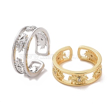 Brass Micro Pave Cubic Zirconia Cuff Rings, Eye