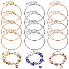 BENECREAT 12Pcs 3 Color Stainless Steel Round Snake Chains Bracelet for Men Women