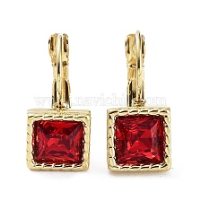 Glass Square Leverback Earrings, Golden 304 Stainless Steel Earrings