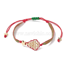 Christmas Tree Brass & MIYUKI Glass Seed Beads Braided Bead Bracelets, Adjustable Bracelets for Women Men