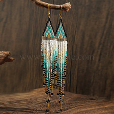 Bohemian Style Handmade Beaded Tassel Earrings