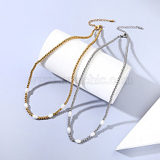 Stylish Stainless Steel Jewelry with Gold Plating and Pearl Necklace for Women