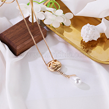 Fashionable G Letter Water Drop Pearl Pendant Simple Women's Sweater Necklace