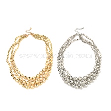 CCB Multi Layer Geometric Metal Round Bead Necklaces