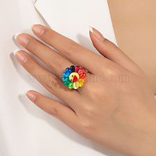 Funny Funny Expression Flower Ring Female Rainbow Acrylic Ring Wholesale