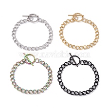 304 Stainless Steel Curb Chain Necklace with Toggle Clasps for Women