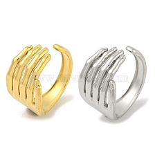 304 Stainless Steel Open Cuff Ring, Fingers Hand