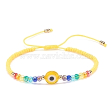 Lampwork Evil Eye & Glass Beaded Bracelet, Braided Adjustable Bracelet for Women