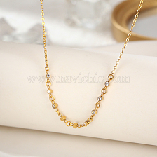 Fashionable Stainless Steel Necklace with Diamond Inlay