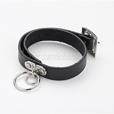 Punk Rock Style Cowhide Leather Choker Necklaces, with Iron Clasps