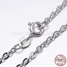 Anti-Tarnish Rhodium Plated Sterling Silver Cable Chains Necklaces, with Spring Ring Clasps, Platinum, 18 inch, 1.2mm