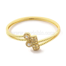 Clear Cubic Zirconia Square Hinged Bangle, Brass Jewelry for Women